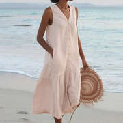 Barbara™ | Sleeveless Buttoned Midi Dress