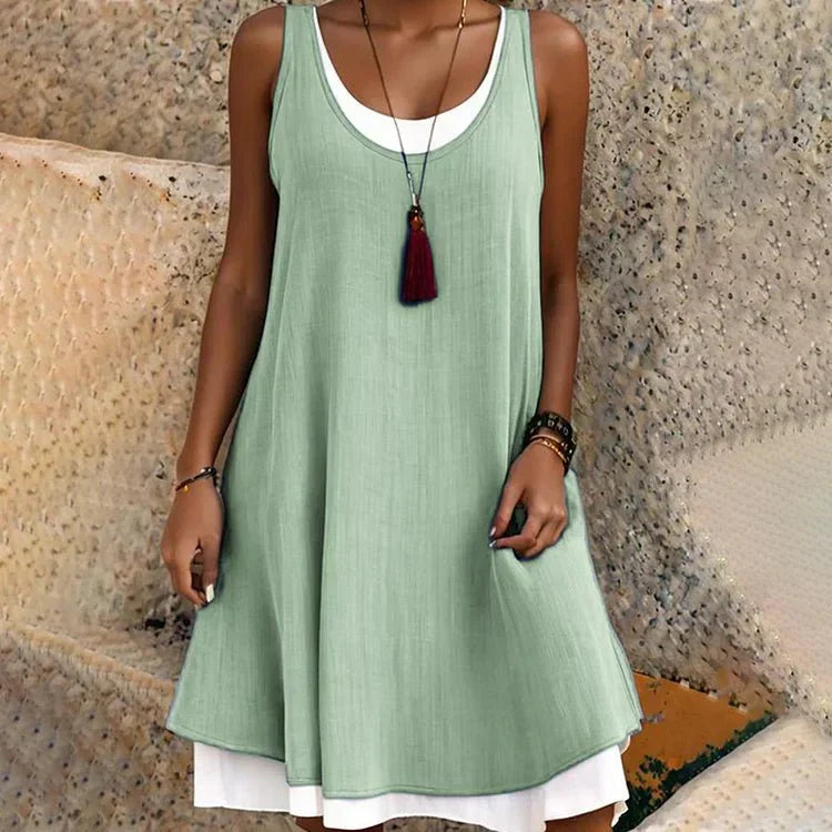 Tessa | Women's Sleeveless Scoop Neck Layered Mini Dress