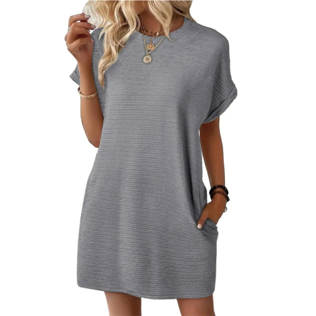 Maggie | Women's Short Sleeve T-Shirt Mini Dress with Pockets