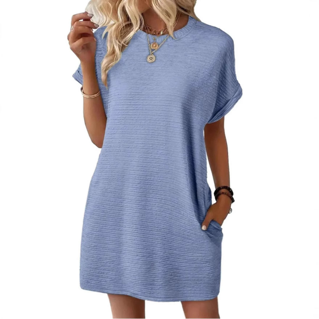 Maggie | Women's Short Sleeve T-Shirt Mini Dress with Pockets