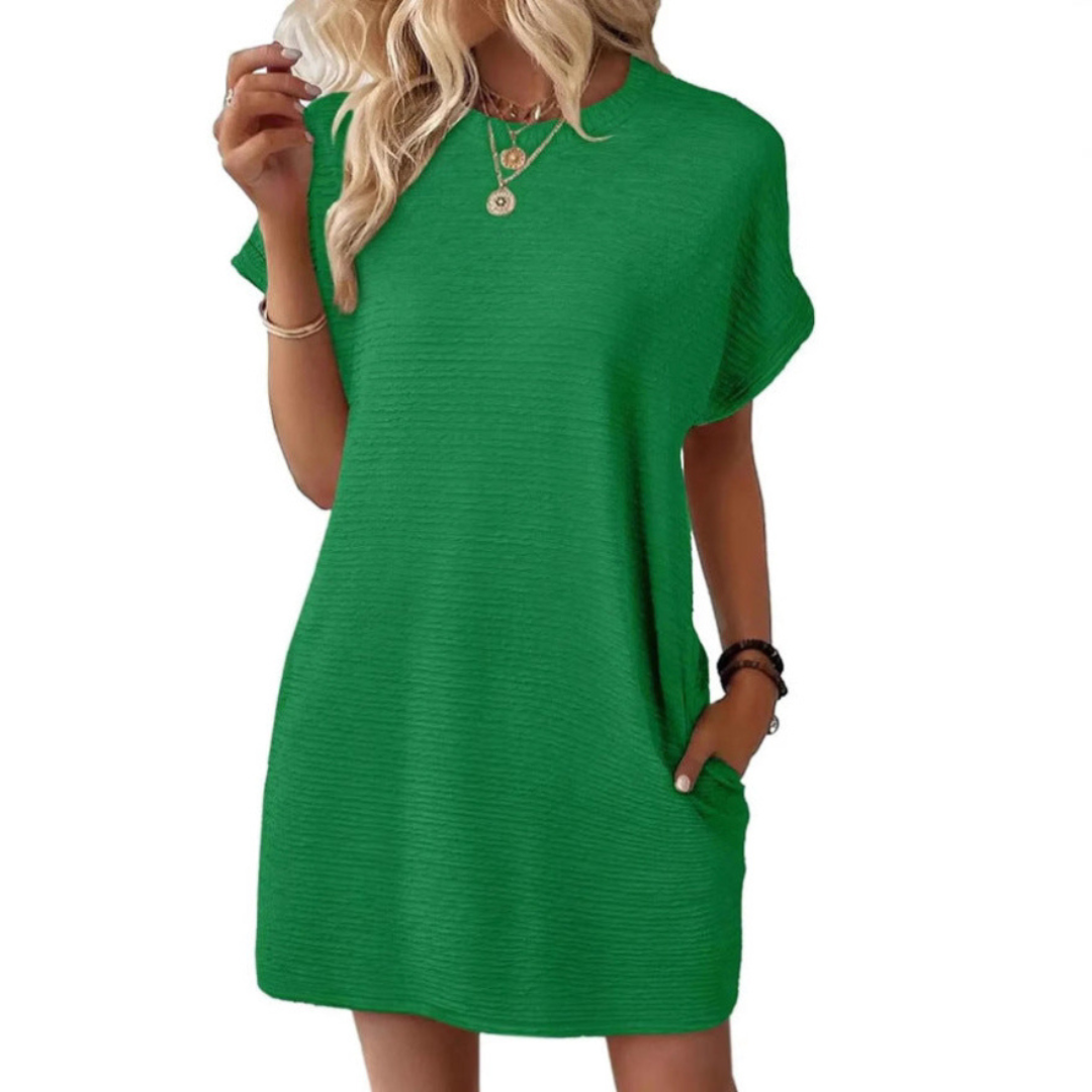 Maggie | Women's Short Sleeve T-Shirt Mini Dress with Pockets