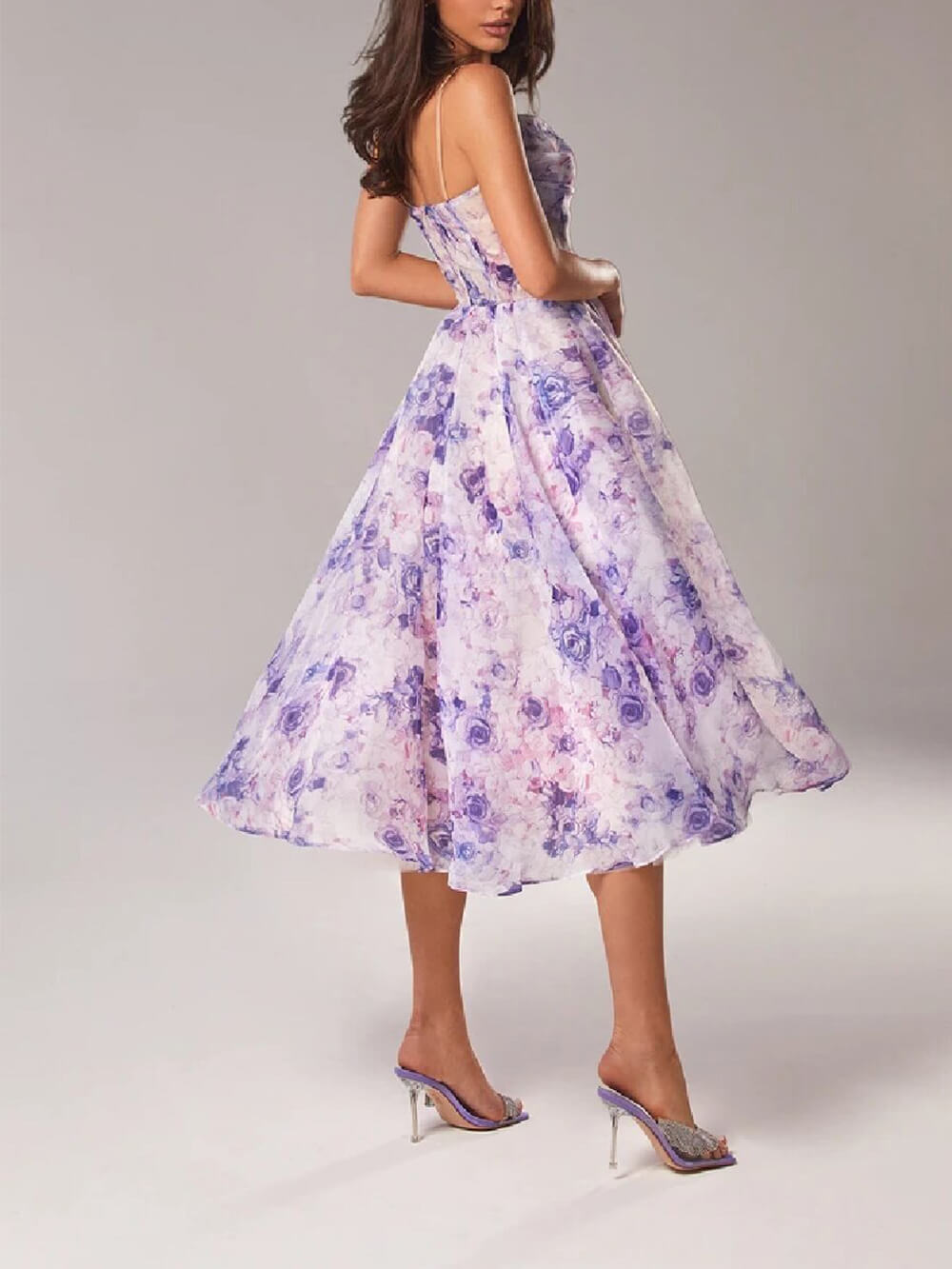 Rosie | Women's Floral Spaghetti Strap A-Line Midi Dress