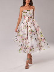 Rosie | Women's Floral Spaghetti Strap A-Line Midi Dress