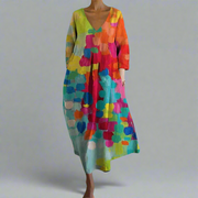 Cheryl™ | Colorful Dress with V-neck