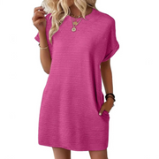 Maggie | Women's Short Sleeve T-Shirt Mini Dress with Pockets