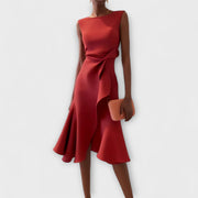 Sheila™ | Draped Asymmetric Midi Dress