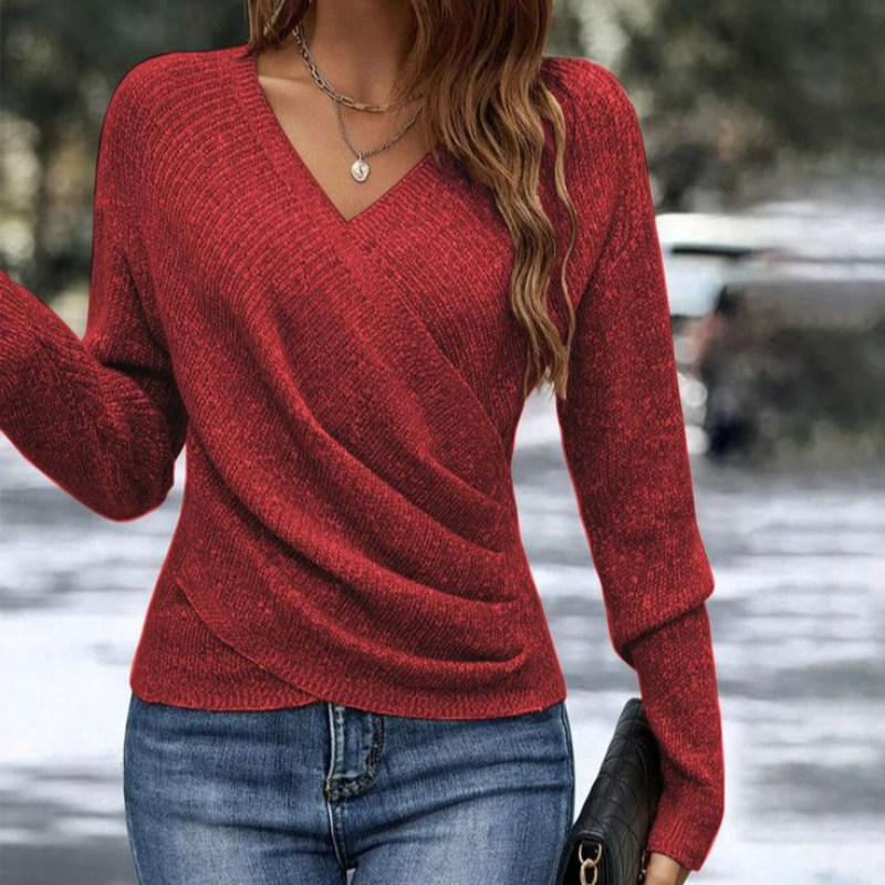 Celeste | Women's V-Neck Wrap Front Long Sleeve Sweater