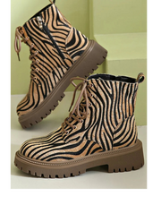Jemima™ | Zebra Lace-Up Boots