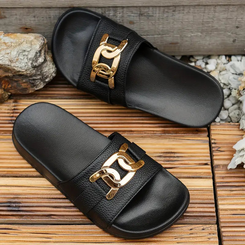AMBRI™ WOMEN'S ELEGANT GOLD BUCKLE SLIDES