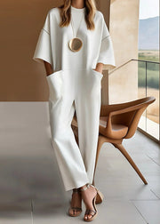 Aria | Women's Short Sleeve Wide Leg Jumpsuit Crew Neck