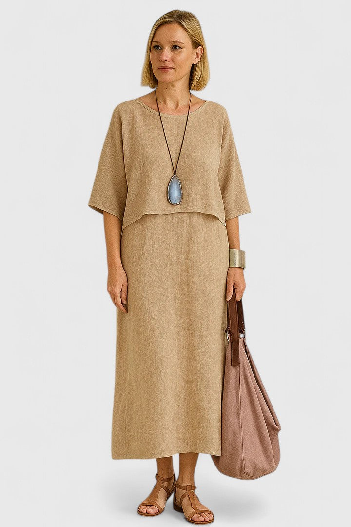 Lea | Women's Two-Piece Set Maxi Dress & Short Sleeve Top