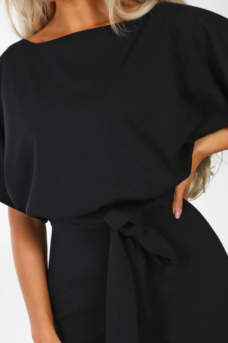 Stella | Women's Wide-Leg Belted Jumpsuit with Batwing Sleeves
