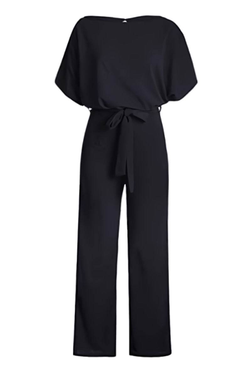 Stella | Women's Wide-Leg Belted Jumpsuit with Batwing Sleeves