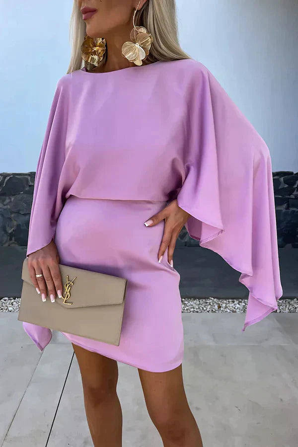 Cleo | Women's Cape Sleeve Mini Dress Batwing Bodycon Cocktail