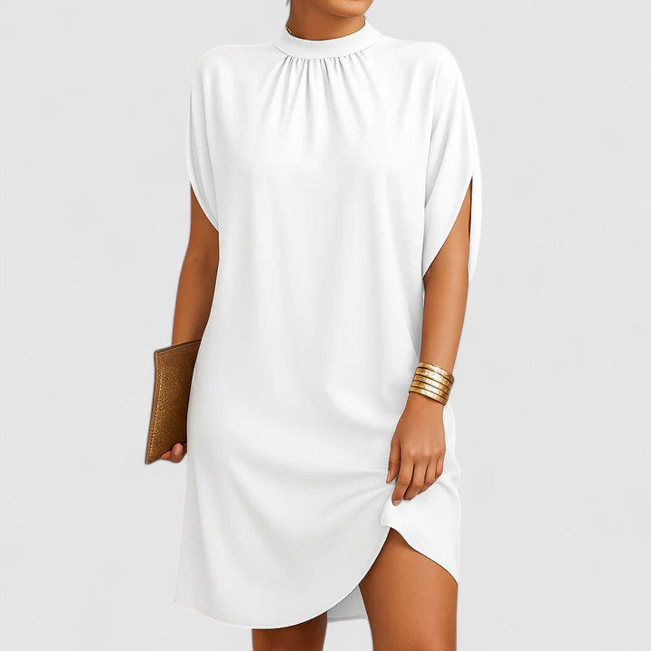 Rosie | Women's Mock Neck Batwing Split Sleeve Midi Dress