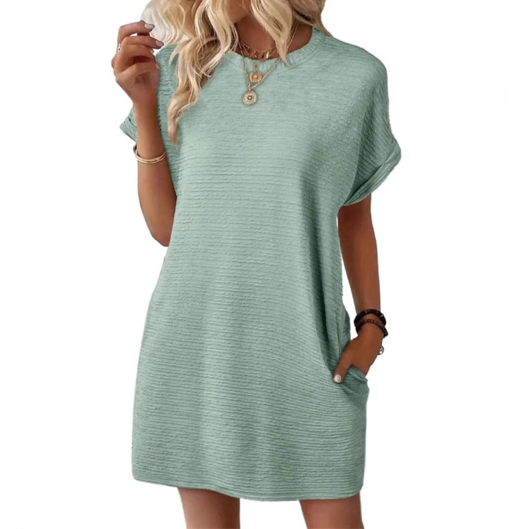 Maggie | Women's Short Sleeve T-Shirt Mini Dress with Pockets