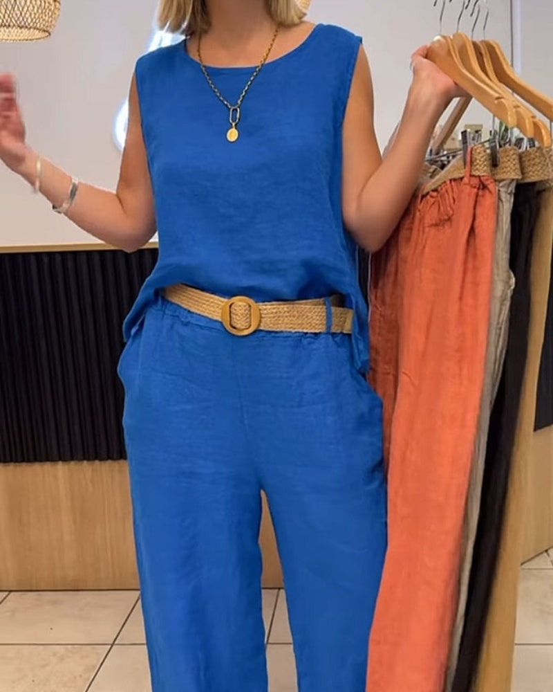 Sienna | Women's 2 Piece Set Sleeveless Top Wide Leg Pants