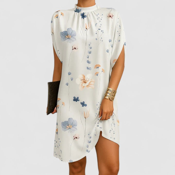 Rosie | Women's Mock Neck Batwing Split Sleeve Midi Dress