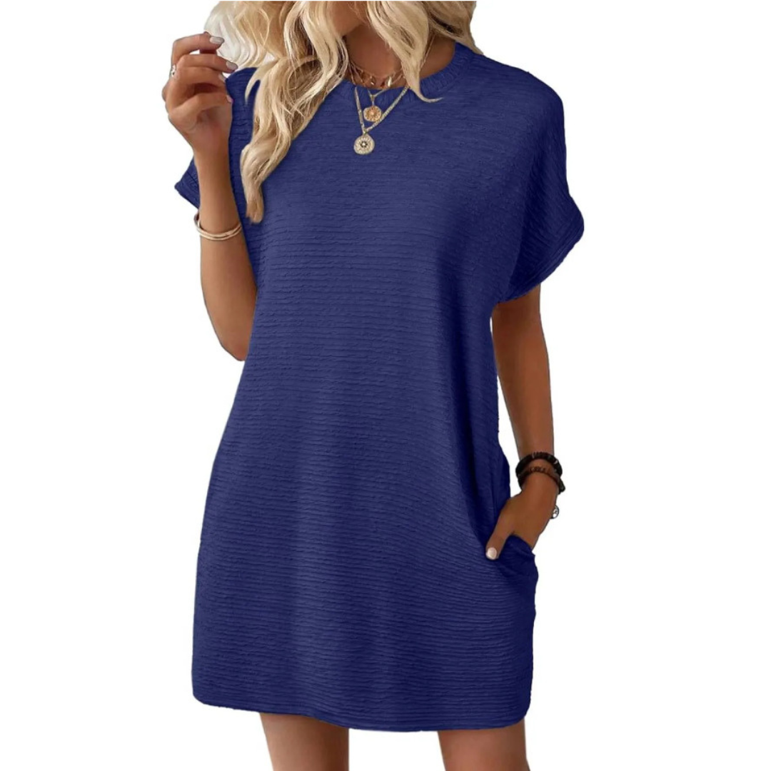 Maggie | Women's Short Sleeve T-Shirt Mini Dress with Pockets