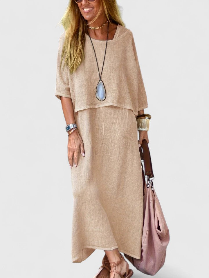 Lea | Women's Two-Piece Set Maxi Dress & Short Sleeve Top