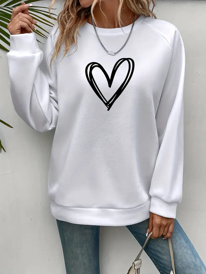ADDISON™ FLEECE-LINED HEART PRINT SWEATSHIRT