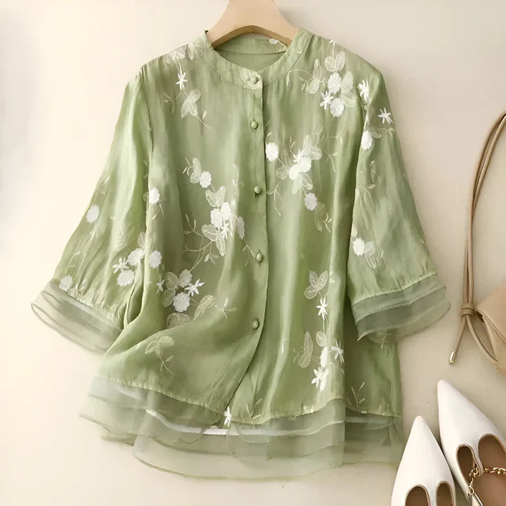 ADELLE™ | ELEGANT TOP WITH EMBROIDERED FLOWERS