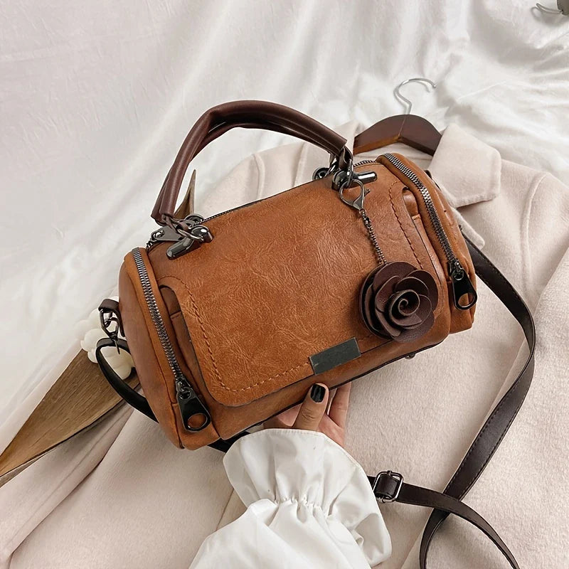 BELLEVA BLOOM™ — WOMEN’S BOSTON HANDBAG WITH FLOWER PENDANT