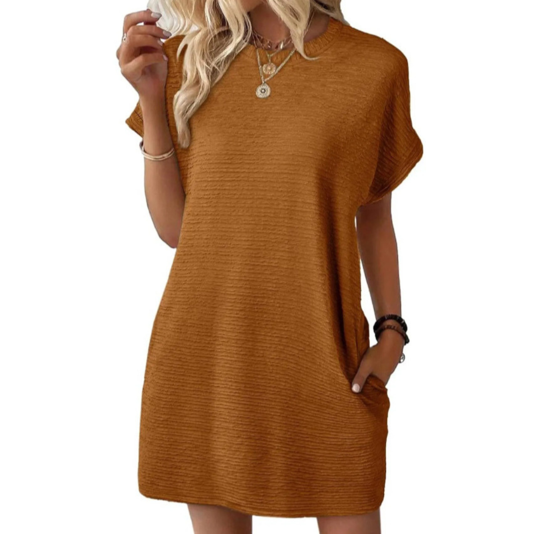 Maggie | Women's Short Sleeve T-Shirt Mini Dress with Pockets