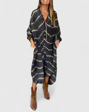 Nova | Women's Tie-Dye Print Button-Down Midi Shirt Dress