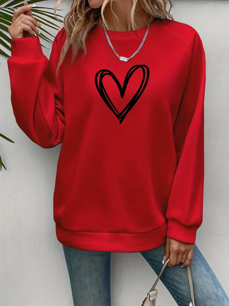 ADDISON™ FLEECE-LINED HEART PRINT SWEATSHIRT