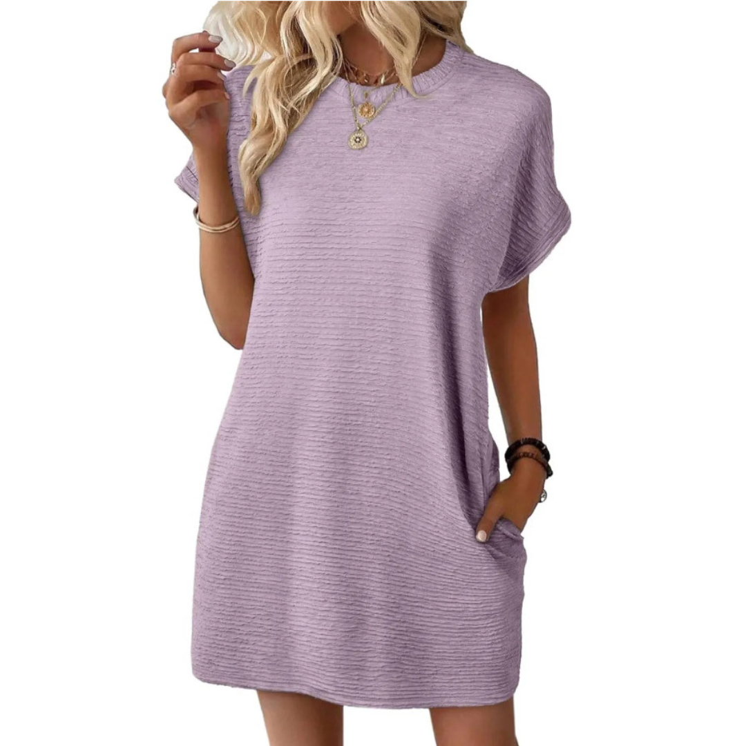 Maggie | Women's Short Sleeve T-Shirt Mini Dress with Pockets