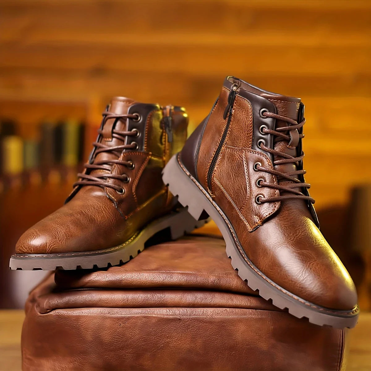 BRAVEMARK™ — MEN’S CASUAL LACE-UP BOOTS WITH ZIPPER