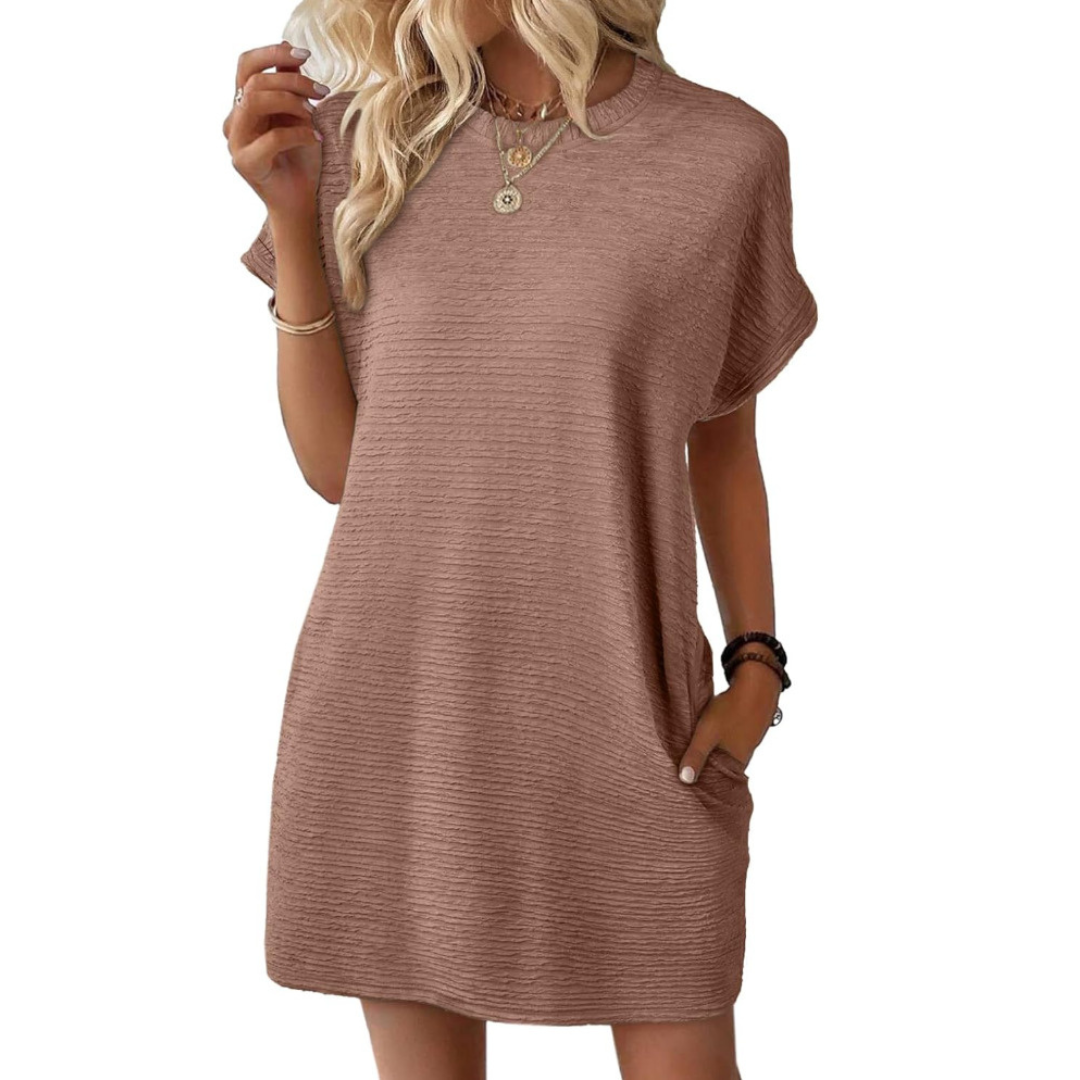 Maggie | Women's Short Sleeve T-Shirt Mini Dress with Pockets