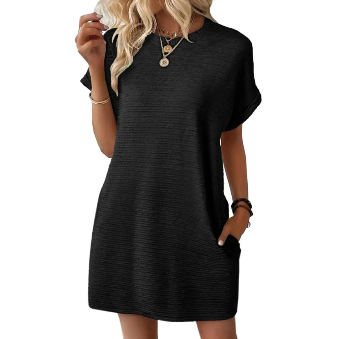Maggie | Women's Short Sleeve T-Shirt Mini Dress with Pockets
