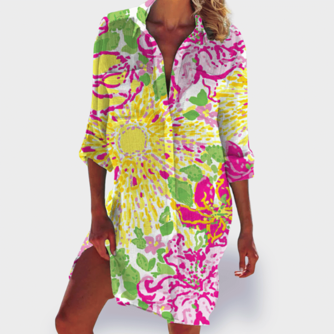 Grace | Women's Flowy Colorful Draped Dress Casual Summer