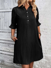 Harper | Women's Button-Down Shirt Dress 3/4 Sleeve Knee Length