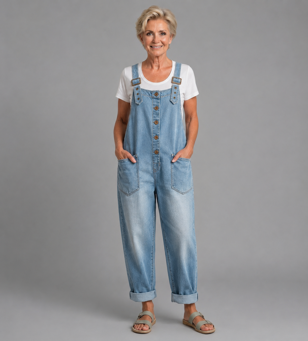 Winifred | Women's Wide Leg Button Front Overalls