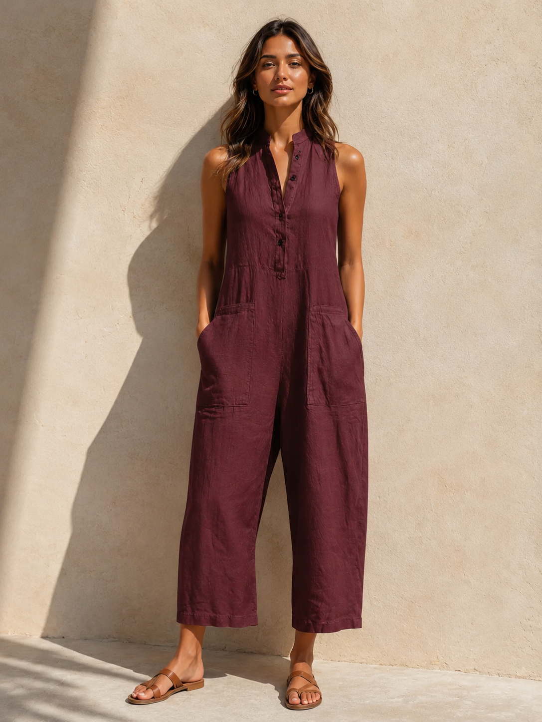 Naomi | Women's Sleeveless Wide Leg Jumpsuit
