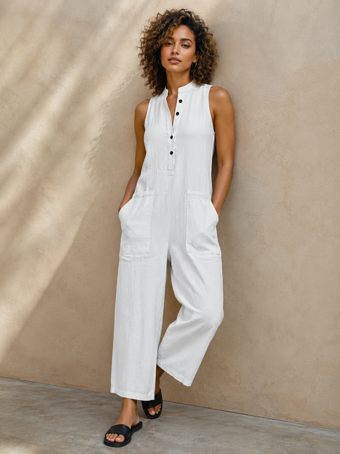 Naomi | Women's Sleeveless Wide Leg Jumpsuit
