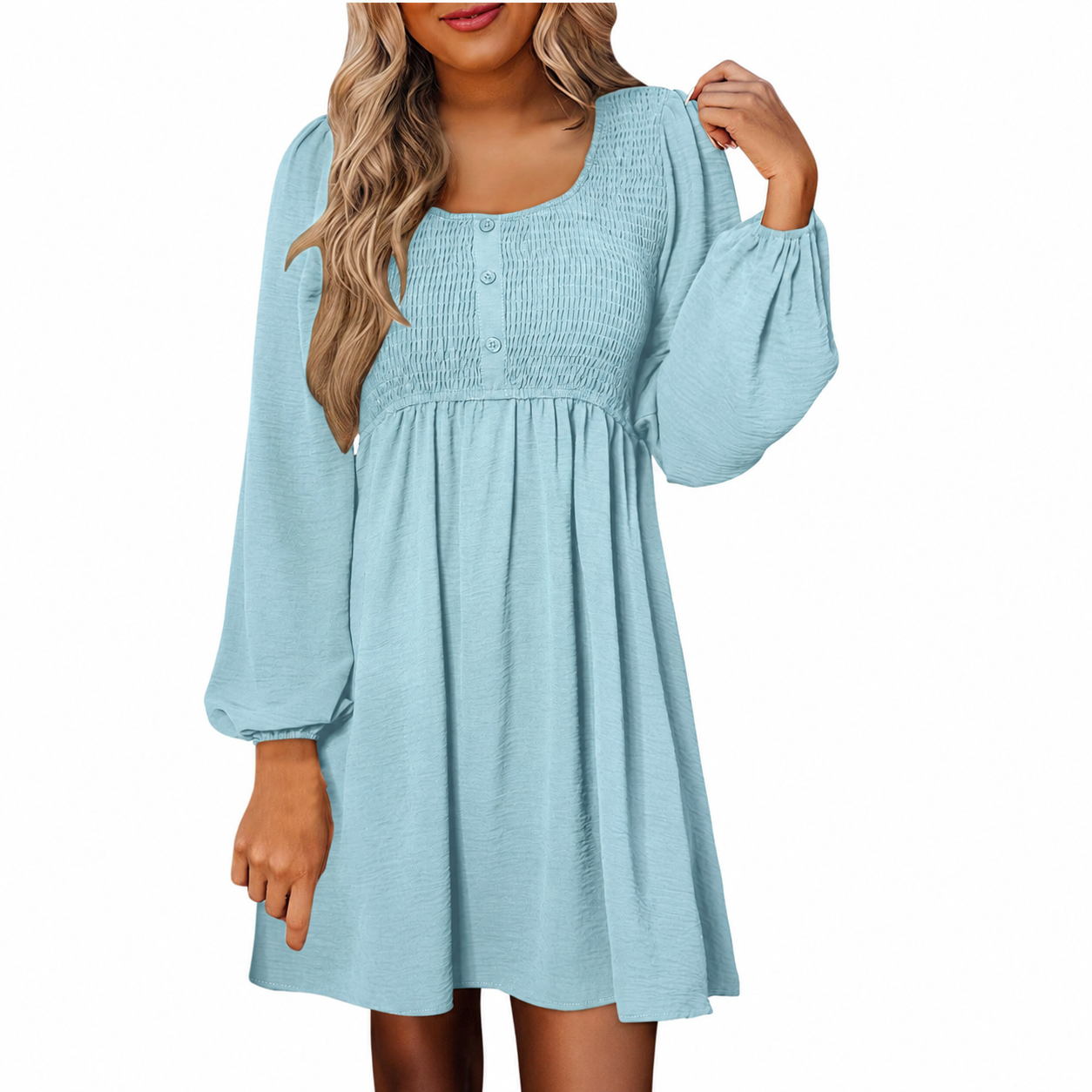 Autumn | Women's Smocked Empire Waist Long Sleeve Mini Dress