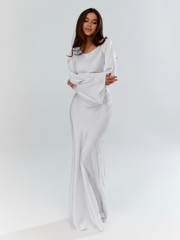 Serena | Women's Satin Long Sleeve Maxi Dress Formal Gown