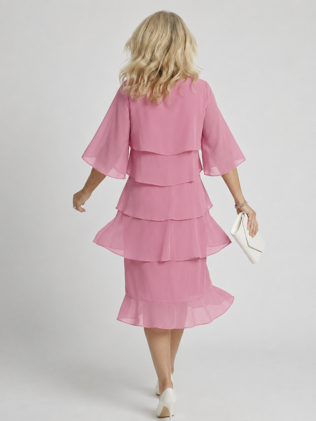 Cassia | Women's Tiered Flutter Sleeve Midi Dress