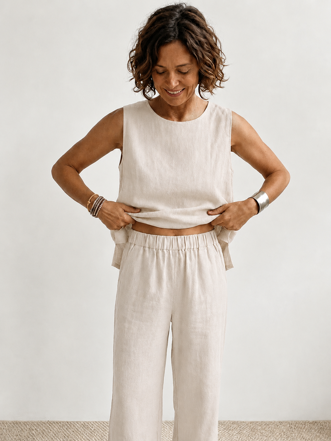 Olivia | Women's Sleeveless Tank Top and Wide-Leg Pants Set