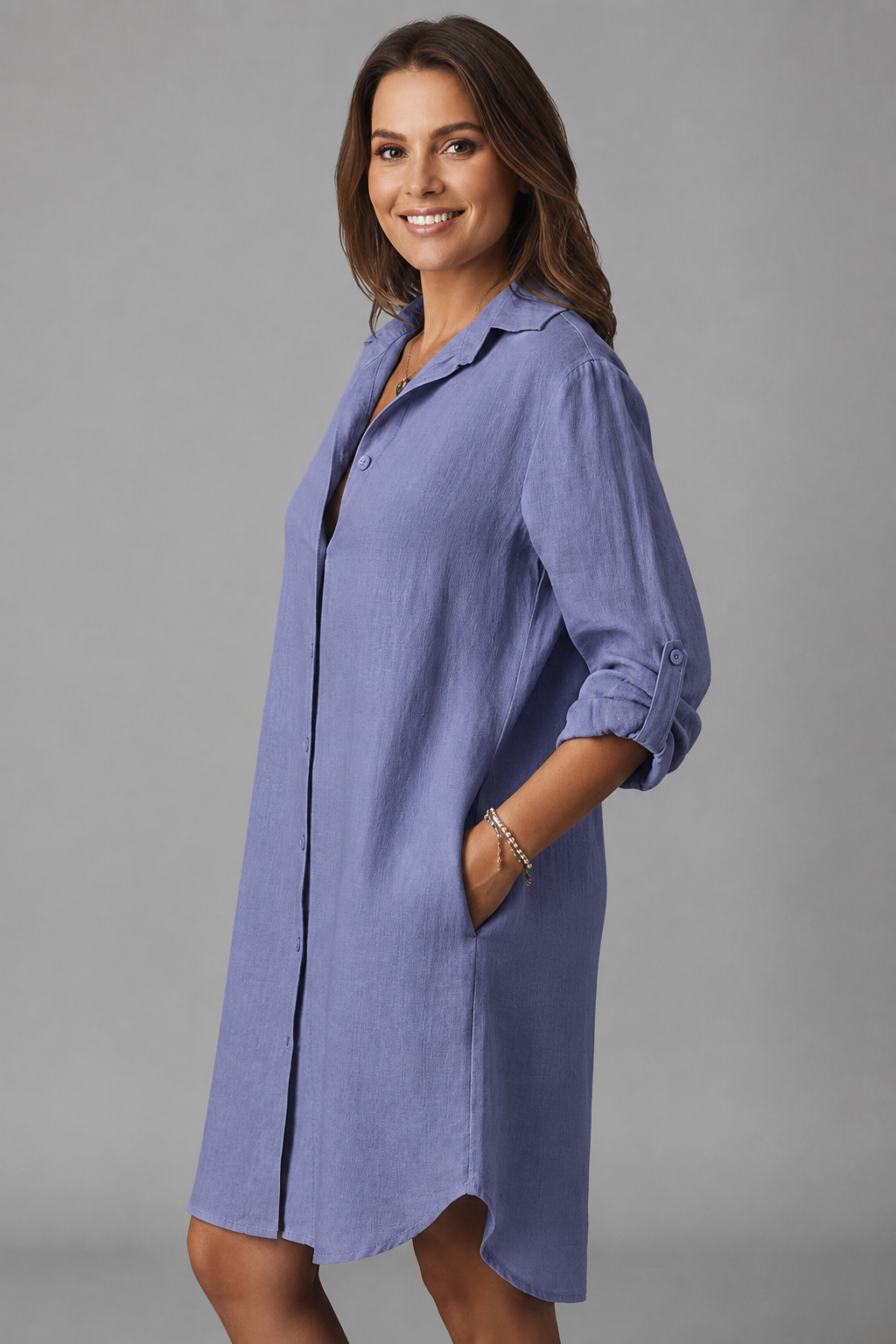 Saskia | Women's Long Sleeve Button Front Shirt Dress