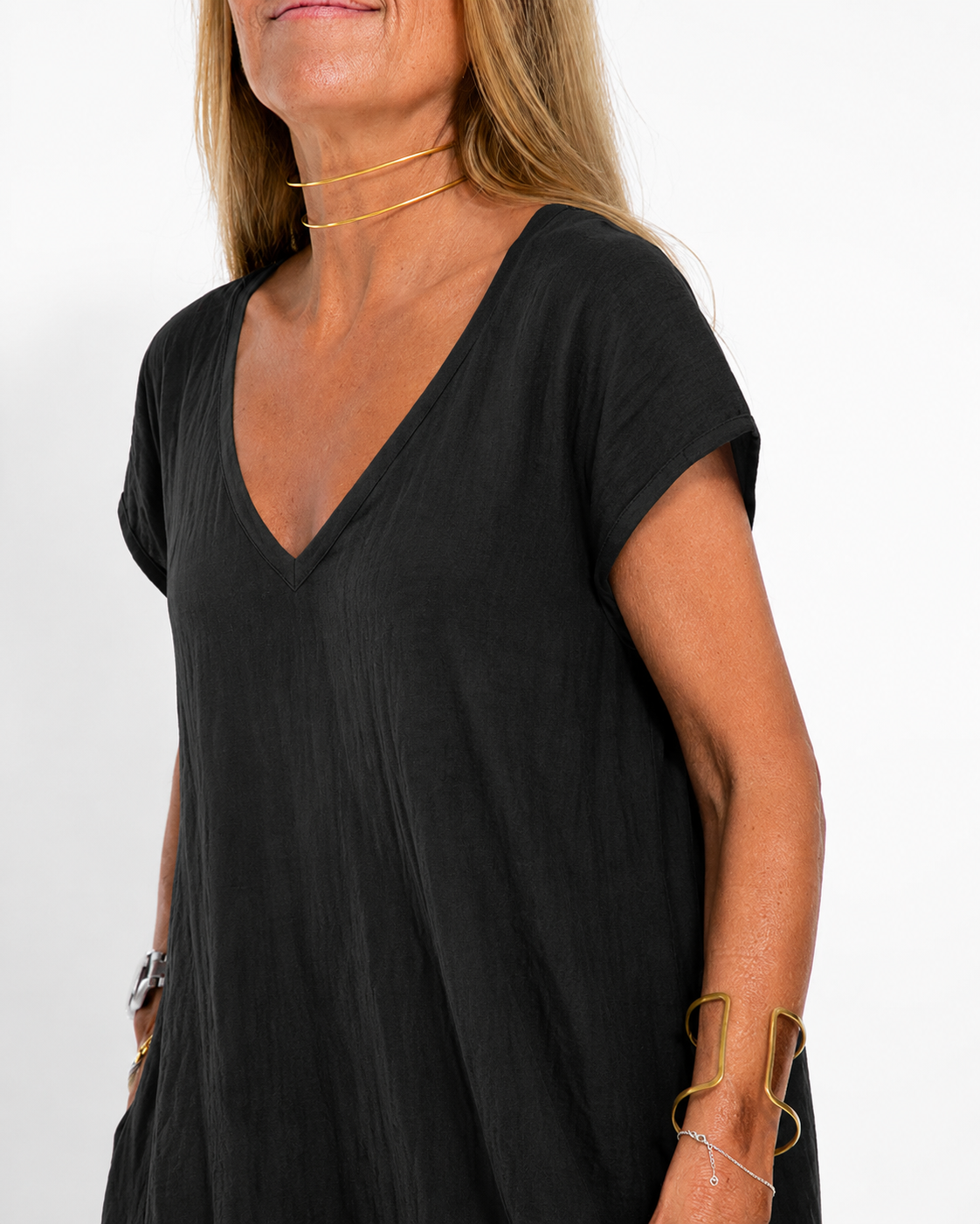 Coral | Women's V-Neck Short Sleeve Side Slit Maxi Dress