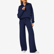 Daphne | Women's Half Zip Wide Leg Lounge Set