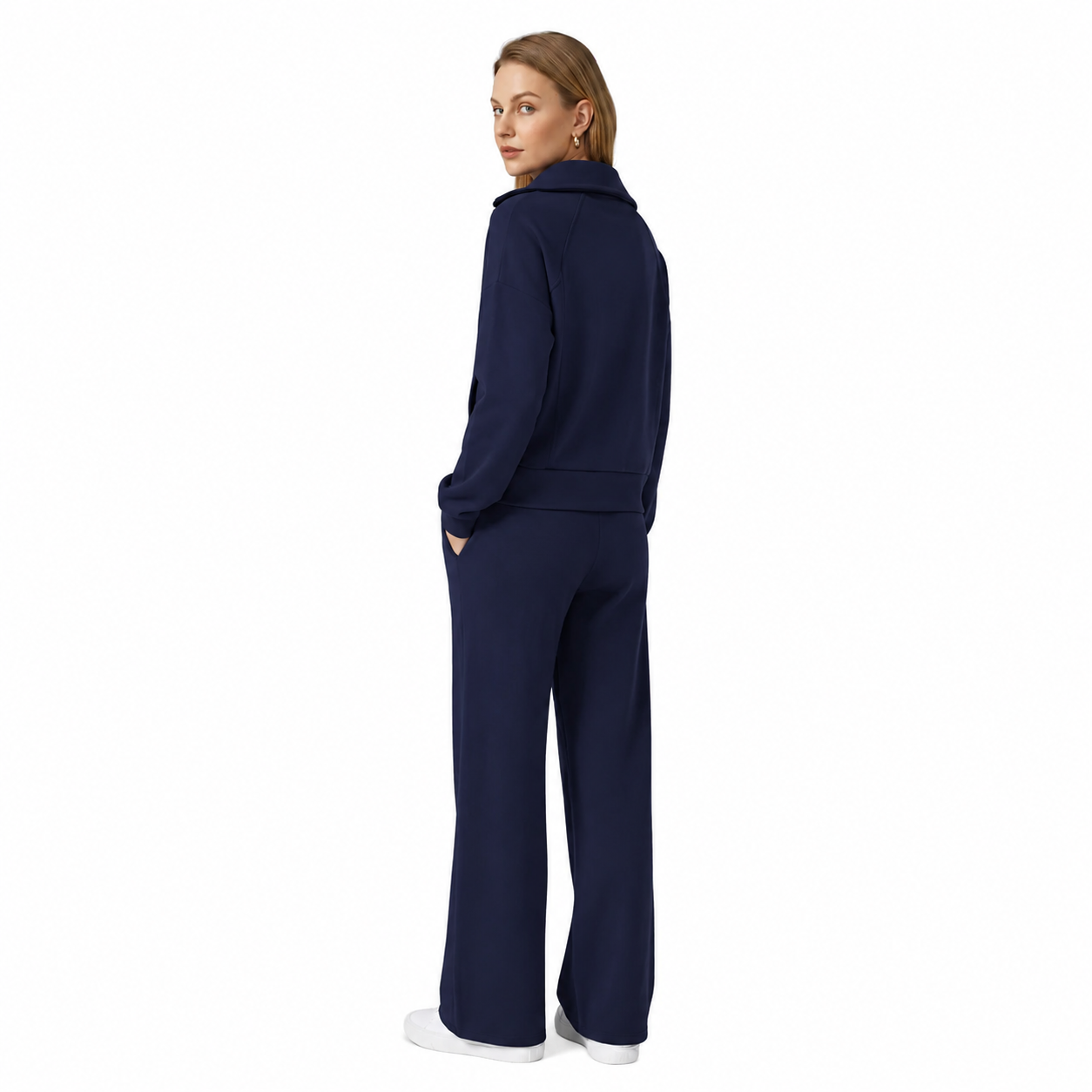 Daphne | Women's Half Zip Wide Leg Lounge Set