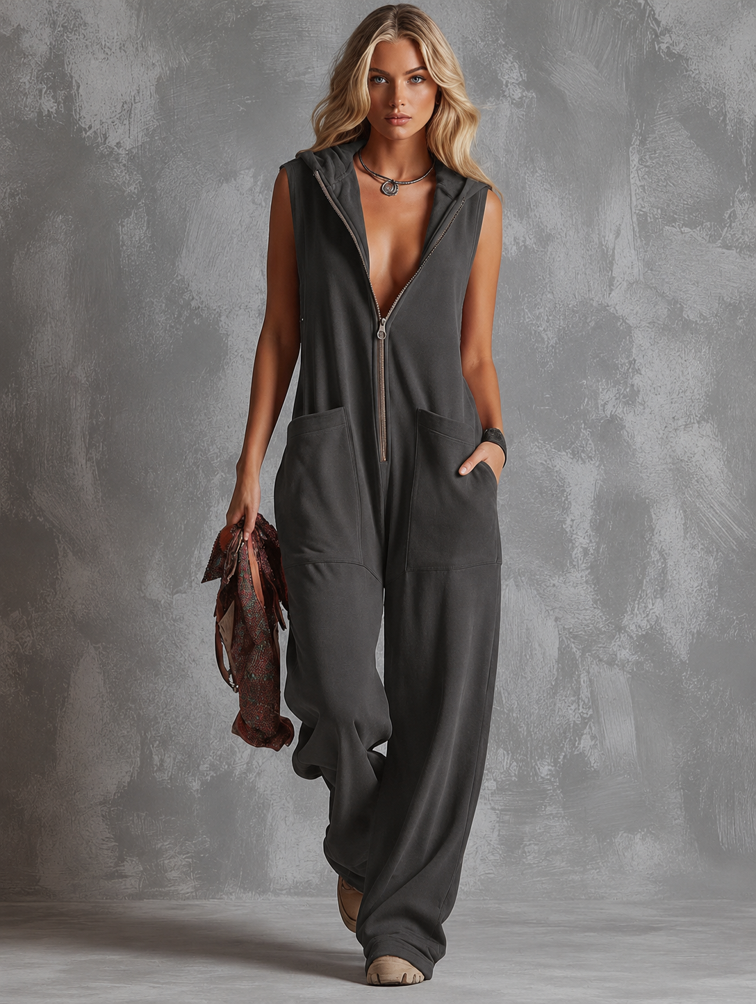 Kendra | Women's Hooded Sleeveless Jumpsuit
