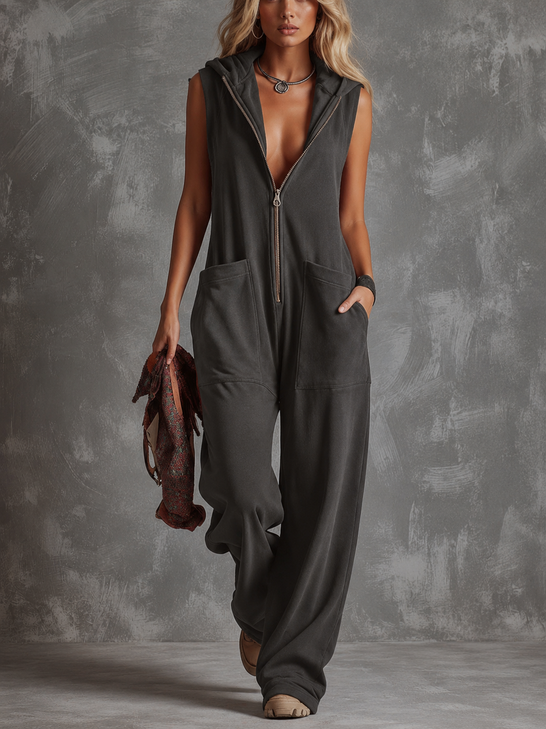Kendra | Women's Hooded Sleeveless Jumpsuit