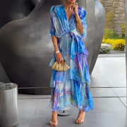 Juliette | Women's V Neck Tummy Control Flowy Draped Dress Cocktail